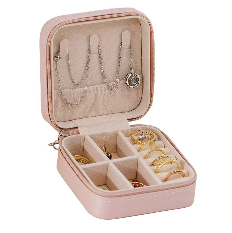 Simple Zipper Jewelry Storage Box Travel Portable